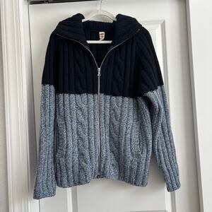 Maglificio GRP Dal 1973 Chunky Knit Jacket 100% Fine Baby Merino Wool Blue L
